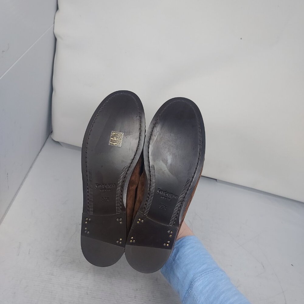 Saint Laurent Brown Suede Loafers - Picture 2 of 12